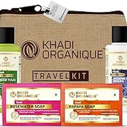 khadi Organique Grooming Travel Kit Men & Women (2 Soap X 50gm each, 1 Shampoo 30ml,1 Conditioner 30ml, 1 Moisturiser 30ml, 1 Face Wash 30ml) 6 pcs in Set (Travell Kit Pack of 1))-1