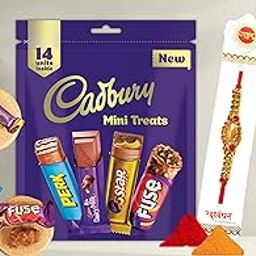 Fancy Rakhi Gift Hamper | Fancy Red Diamond Rakhi Set of 2 with Mini Treats Chocolate Pack 130 GMS | Festival Gift for Brother-image-12