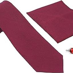 Maroon Floral Italian Silk Tie, Pocket Square & Matching Cufflink Gift Set for Men – 2.75" Slim Necktie, 10x10 Handkerchief, Brass Cufflinks – Elegant Formal Accessories in Wooden Gift Box-image-85