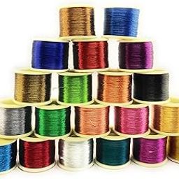 Lecraft Multy Colour Embroidery Metallic zari Threads Gold Colour for aari Work Hand Embroidering 0.1mm Pack of 20 ROLL-14