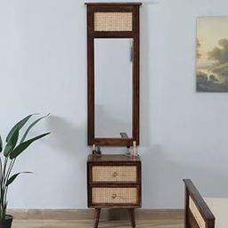 NOBLE ART Sheesham Wood Dressing Table | Solid Wood Dressing Unit with Mirror, Drawers & Storage – Provincial Teak Finish (Provisional Teak, Rattan 2 Drawer)-image-62
