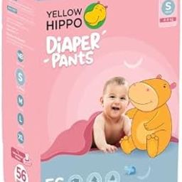 Yellow Hippo Unisex Diaper Pants (S)-image-68