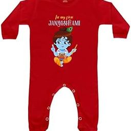 Janmashtami Romper | Baby Wear Cotton Rompers with Booties | Full Sleeves Jumpsuit Kids dress | Regular Fit Unisex Sleepsuit | Bodysuit for Baby Boys and Girls 0-18 Months-image-42