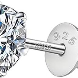 925 Silver Solitaire Screwback Stud Earring | 92.5 Sterling Silver & Diamond Like Brilliance Zirconia Top | Single Stud for Men | 5mm-image-29