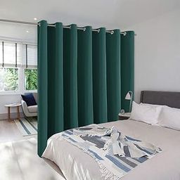 NICETOWN Thermal Insulated Room Dividers Curtains Screens Partitions, Full-Length Grommet Top Room Screen Divider Curtain Panel for Space Solution (Hunter Green, 1 Pack, 12.5ft Wide x 8ft Long)-image-27