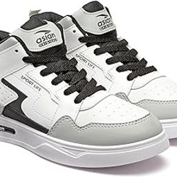 Men's White Casual Sneaker Hi-Neck Shoes with Synthetic Upper Lightweight Comfortable Mid Top Sneaker Shoes for Men's & Boy's Boston-13-picture-11