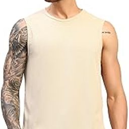 Slim Fit Waffle Knit Polyester Sleeveless T Shirt for Men - Sando Vest Tank Top Muscle Tee for Casual Wear, Gym, Training, Running-image-51