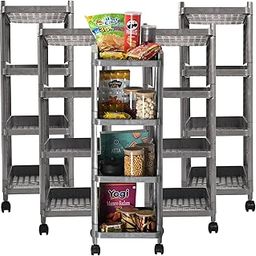 Homestic Pack of 5 Storage Rack with Wheels | 4-Layer Storage Organizer Rack | Multipurpose Layer Storage Rack for Home & office | Office Storage Trolley | Kitchen Spice Rack | Grey-image-88