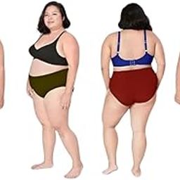 Women's High Waisted Cotton Underwear Soft Breathable Panties Full Coverage Stretch Briefs Regular & Plus Size Pack of 4 Multicolor-image-33