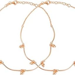 925 Sterling Silver Beads Rose Gold Plating Hanging charm anklet (Pair) | Gift for Women & Girls | With Certificate of Authenticity & 925 Stamp|Mother's Day-image-79