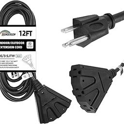 HONDERSON - 12 feet 16/3 outdoor extension cable with multiple plugs, 16 gauge, 3 sockets, black SJTW extension cable, with 3 ferrules for extra security, ideal for-image-9