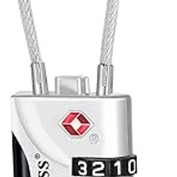 DOCOSS Metal Cable TSA Locks for Luggage, Number Lock for Bag 4 Digit Small Locks for Luggage TSA Lock Combination Password Locks for Travel (Silver)-2