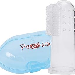 Peachick's Baby Silicone Finger Toothbrush with Travel Case – Gentle Gum Massage, Easy Cleaning, and Soothing Oral Care for Infants (Blue, Regular)-image-91