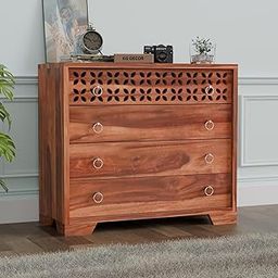 KG DECOR Sheesham Wood Sideboard Cabinet with 4 Drawer Storage for Living Room | Wooden Storage Cabinet for Home | (Honey Finish)-image-95