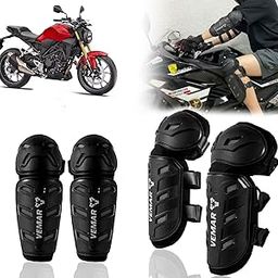 Auto Pearl Motorcycle Knee Shin Guards Elbow Pads, 4 in 1 Monstor Style Knee Shin Safe Protection Armor for Moto Cycling Racing compatible with CB (Black, 4Pcs)-image-86