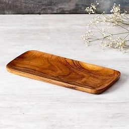 Serving Tray for Tea & Coffee | Handcrafted Acacia Wooden Platter for Breakfast, Snacks, Drinks | Lightweight & Durable | Kitchen & Dining Decor-16