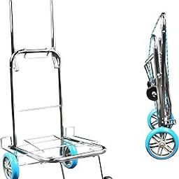 DHAVAL Heavy-Duty Foldable Luggage Cart Trolley with 4 PU Wheels | Stainless Steel Hand Truck for Travel, Shopping, Office | 200Kg Capacity | Portable & Space-Saving Design-image-84