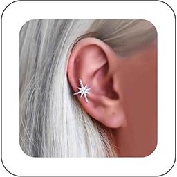 Bohemian Crystal Northstar Cuff Earrings Gold Cz Star Cartilage Earring Cz North Star Ear Cuff Earrings Tiny Rhinestone Star Cartilage Cuff Earring Non Pierced Clip on Earring Jewelry-image-75