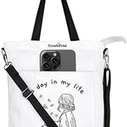 Women's Girls Cross Body Sling Bag with Extra Front Pocket, College Bag for Girls, 100% Organic Cotton Tote Bag for Shopping, Travel & Beach (SBWT01)-13