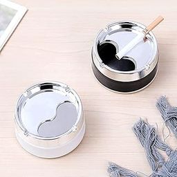 sp revolving Stainless steel and plastic Tabletop Decor Closed Printing Unbreakable Ashtray, Multicolour - 1 Piece-image-77