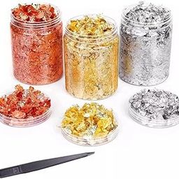 A.S.K Vark Gold Leaf Gilding Flakes 18 3 Bottle of Gold Metallic Foil Flakes for Nail Arts Poxy Work Paintings DIY Crafts Resin Gold Copper Silver-image-53