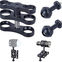 Mechrig Underwater Photography Pro Kit, CNC Aluminum Butterfly Clamp with Dual 1/4"-20 Ball Head Adapters for Dive Lights, GoPro Housings & Camera Rigs 63140-image-62
