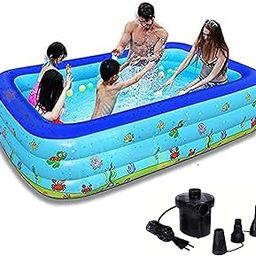 Homava Swimming Pool 5-Feet 3 Stripped Inflatable Pool, Large Pool with Electric Air Pump, 60" X 36" X 20" Blow Up Swimming Pool for Adult and Kids,Summer Backyard Garden Lounge Pool-20