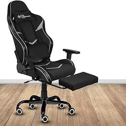 Casa Copenhagen , Designed in Denmark,High-Back Italian Leather Gaming Ergonomic Chair with Footrest, Luxurious Memory Foam Seating & Multi Function Arm- Magistic Black & Grey-image-89