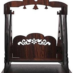 GOJEEVA Premium Engineered Wooden Carved Pattern Designer Laddu Gopal Jhula Wooden Jhula for Ladoo Gopal | Janmashtami Swing | Krishna Kanhai Ji Jhoola for Home Mandir Temple (Dark Brown) (Pack of 1)-23