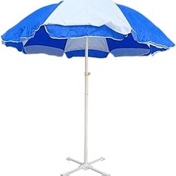 RAINPOPSON Garden Umbrella with Stand 7ft/42 Outdoor Big size Umbrella for Hotel,Shop,Restudent Patio Garden Umbrella (Blue White) (A1)-image-82