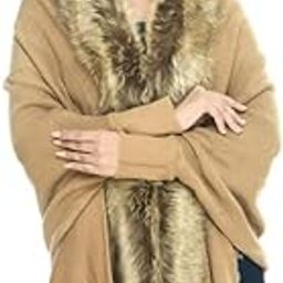 MANRA Women Woolen V-Neck Full Sleeve Fur Neck Front Open Shrug (SC 28)-image-39
