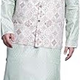 (Since 1958 Men's Cotton Blend Paisley Regular Kurta Pyjama with Nehru Jacket-image-32