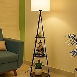 Floor Lamp with Shelves–Tripod Design, Soft Ambient Light & Storage for Home Decor-Modern Metal Floor Lamp with Shelves,3 Tier Storage & Fabric Shade for Living Room & Bedroom (White)-image-37