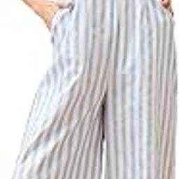 Women Striped V-Neck Shoulder Strap Embroidered Detail Wide Leg Fusion Jumpsuit-25