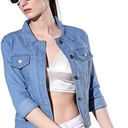 Solid Denim Collar Neck Women's Jacket | Regular Fit Casual Jackets-32