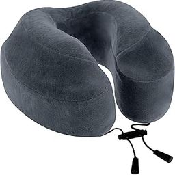 Premium Memory Foam Neck Pillow for Airplanes 360-Degree Neck Support Pillow for Travel with Washable Cover(Grey)-image-7