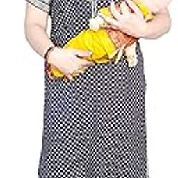 Cotton Maternity Maxi Dress for Women – Soft & Breathable Pregnancy Dress | Nursing-Friendly, Baby Shower Outfit, Comfortable Long Dress for Pregnant Women (Navy Blue, Free Size)-image-68