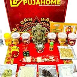 Pujahome Ganesh Puja Samagri Kit for Ganesh Pujan/Ganpati Pooja Kit/Ganesh Chaturthi Puja/Ganesh Pooja with Mitti(Clay) Ganesh Murti(32 Items)-image-8