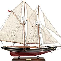 SAILINGSTORY Wooden Sailboat Model Ship Bluenose 1/60 Scale Replica Schooner Sailboat Decor Large-20
