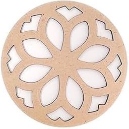 Niya KRAFTS Wooden Lotus Pattern Cutouts, 15 x 15 cm, 3mm Thick, Pack of 10, Natural Wood with Hanging Rings-image-33