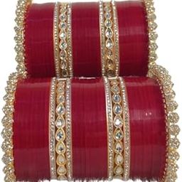 QUEENS LOFT Kundan Chooda Set for Women & Girls | Traditional Wedding Bangles | Ethnic Punjabi Chooda for Marriage | Designer Wedding Chooda Set-image-89
