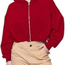Winter Wear Cotton Oversized Plain Full Sleeves Stylish Hooded Neck Zip Up Crop Zipper for Women-image-97
