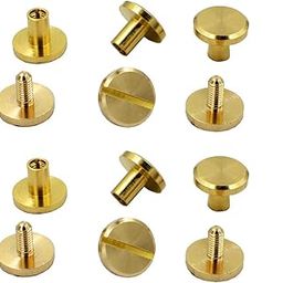 DGOL 50 Pairs Brass Backscrews Golden Leather Fasteners Sturdy Binding Rivets Belt Strap Collar Back Screws PU Studs Length (0.237 inch (6mm))-image-19