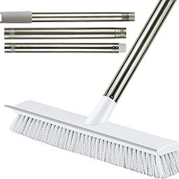 UCRAVO 1pc, Floor Scrub Brush with Long Handle, 2 in 1 Scrape and Brush, Tub and Tile Brush for Cleaning Bathroom, Patio, Kitchen, Wall, Cleaning Supplies, Bathroom Cleaning Brush with Wiper-19