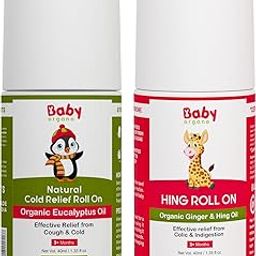 Baby Organo Combo of Hing Roll On and Natural Cold Relief Roll On | 40ml each | 100% Ayurvedic | FDCA approved | Cold & Nasal Congestion With Hing | Relieves In Tummy Discomfort Better Digestion Helps Baby To Breath Easy | Made In India-6