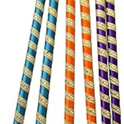 Sparkling Colorful Dandiya Sticks for Dance, Multicolor Traditional Dandiya Stick for Women, Garba Sticks for Night Dance, Wooden Dandiya Sticks for Navratri, (1 Pair)-19