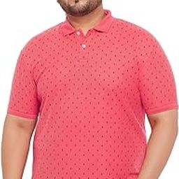 Men's Plus Size Cotton Blend Printed Polo Casual Tshirt BZRBigC-1007-CORAL-picture-11