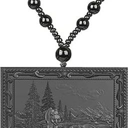 Black Dual Lions Pendant Necklace Handmade Resin Symbolic Charm Adjustable Beaded Chain Family Bond Jewelry Gift for Men & Women-image-87