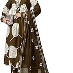 Women's Cotton Ethnic Wear Floral Printed Kurta Set with Palazzo Pant & Dupatta PK10114062-P-image-11