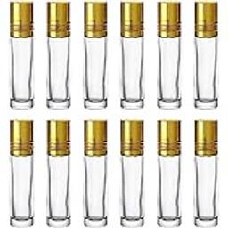 nsb herbals Empty Clear Roll On Glass Bottles (8 ml) With Gold Cap And Plastic Roll On For Essential Oils, Perfumes, Lip Balms | Refillable And Eco- Friendly Bottle (Pack Of 3)-44